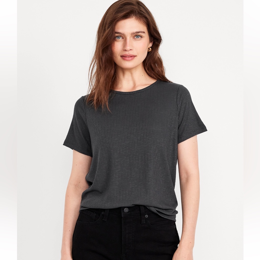 Nwt Luxe Ribbed Slub-Knit T-Shirt (Medium)